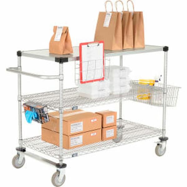 Nexel Curbside Cart, Nexelate , 72L x 18W x 40H, 2 Wire, 1 Solid Shelf, Polyurethane Casters CS18722EP - main